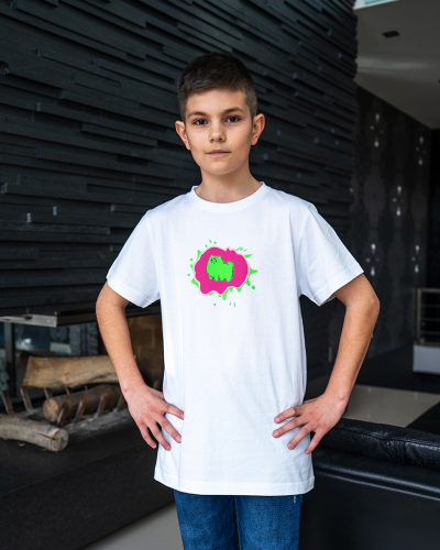 T-Shirt KIDS Chmurka Neon Biały-XS